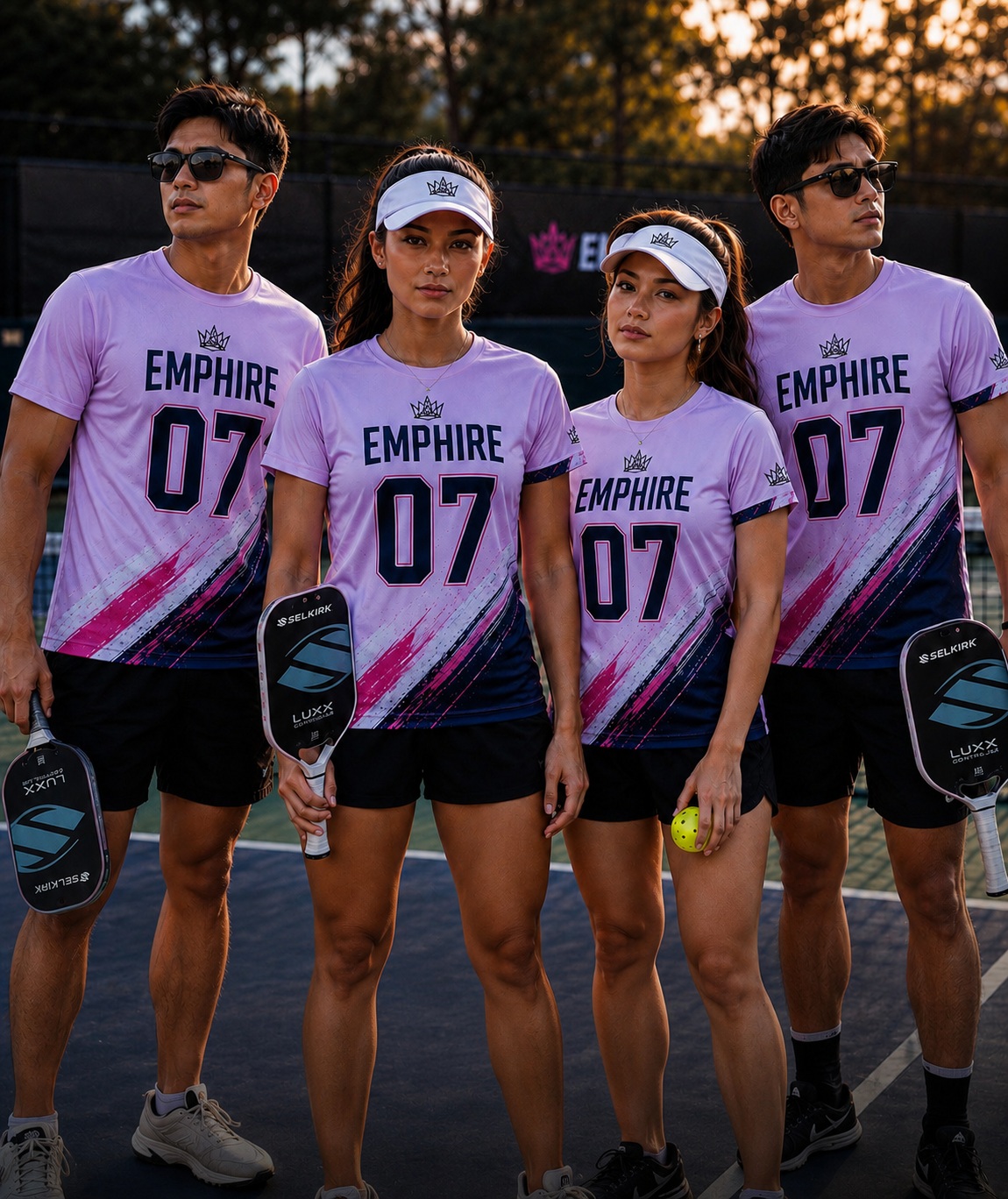 Pickleball player wearing EMPHIRE apparel
