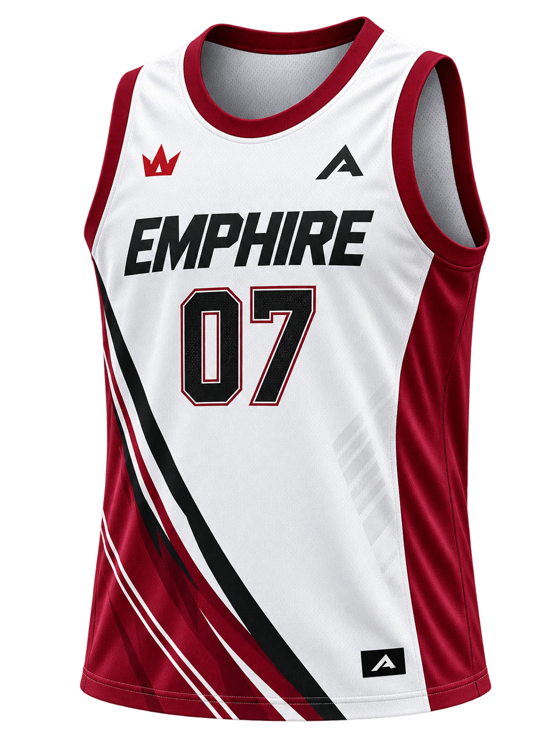 Digital mockup of a custom basketball jersey